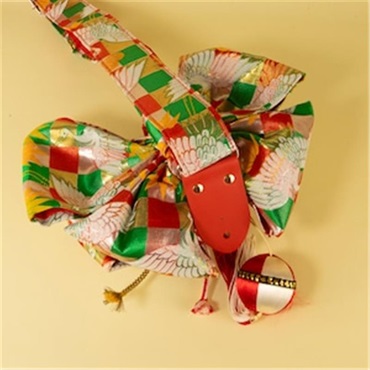 tsundrum_chan BIGリボン古着物帯ギターストラップ　ツル×グリーン 画像10