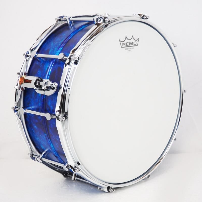 PORK PIE Seamless Aluminum 1.5mm Snare Drum 14x6.5 - Blue Alcohol Ink Satin Finish [Made in USA] 画像3