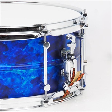 PORK PIE Seamless Aluminum 1.5mm Snare Drum 14x6.5 - Blue Alcohol Ink Satin Finish [Made in USA] 画像5