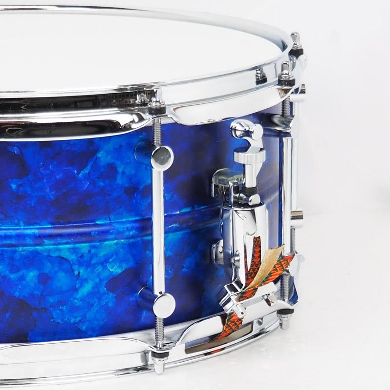 PORK PIE Seamless Aluminum 1.5mm Snare Drum 14x6.5 - Blue Alcohol Ink Satin Finish [Made in USA] 画像5