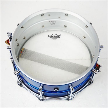PORK PIE Seamless Aluminum 1.5mm Snare Drum 14x6.5 - Blue Alcohol Ink Satin Finish [Made in USA] 画像8