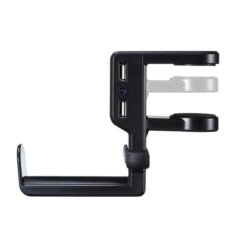 SANWA SUPPLY PDA-STN29BK (ブラック)(サンワサプライ)(ヘッドホンフック)(ヘッドホンハンガー)(回転式) 画像1