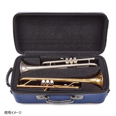 GARD BAGS ガードバッグス / ファイバーグラス シリーズ 4-EHSNB-K トランペット用 ダブル ケース / ネイビーコーデュラ ナイロン・ブラックレザー トリム・イエローハイライト 【店頭展示品☆処分特価!!】 画像4