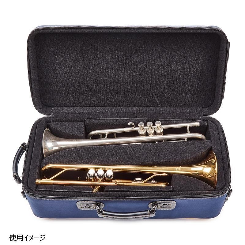 GARD BAGS ガードバッグス / ファイバーグラス シリーズ 4-EHSNB-K トランペット用 ダブル ケース / ネイビーコーデュラ ナイロン・ブラックレザー トリム・イエローハイライト 【店頭展示品☆処分特価!!】 画像4