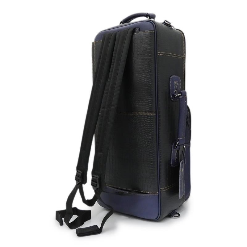 GARD BAGS ガードバッグス / エリート シリーズ 4-ECLK-NB トランペット用 ダブル ケース / クロコダイル型押し ブラック レザー・ネイビー レザー トリム 画像2