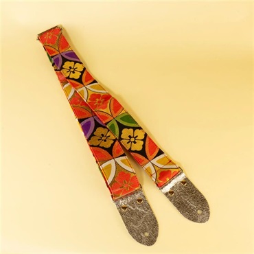 tsundrum_chan BIGリボン古着物帯ギターストラップ　ブラック七宝 画像3