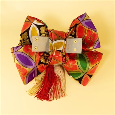 tsundrum_chan BIGリボン古着物帯ギターストラップ　ブラック七宝 画像7