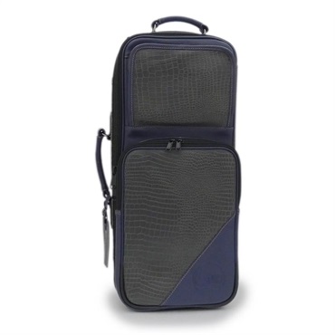 GARD BAGS ガードバッグス / エリート シリーズ 4-ECLG-NB cro トランペット用 ダブル ケース / クロコダイル型押しグレーレザー ・ ネイビーレザートリム 画像1