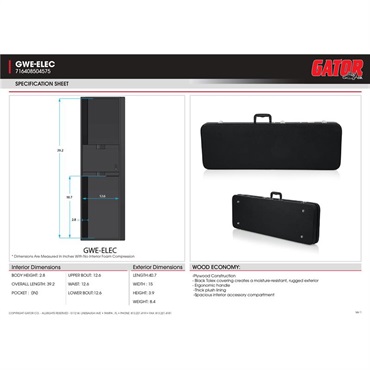 GATOR Electric Guitar Wood Case [GWE-ELEC/エレキギター用] 画像5
