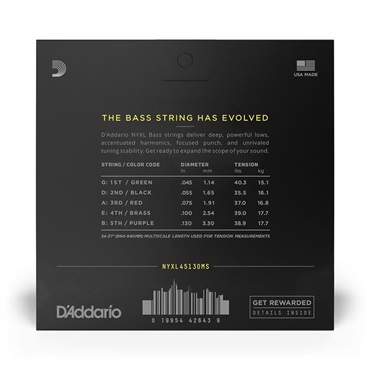 D’Addario NYXL Series 5-String Multiscale Electric Bass Strings [NYXL45130MS] 画像1