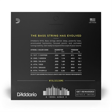 D’Addario NYXL Series 6-String Multiscale Electric Bass Strings [NYXL32130MS] 画像1