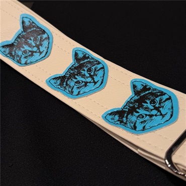 Couch Guitar Strap ニャン・ニャン・ニャン CUSTOM WH//MINTBL 画像1