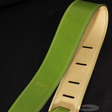 Moody Handmade Leather Straps Leather & Leather Series 2.5inch Standard Tail 【 Kiwi / Cream 】 画像1
