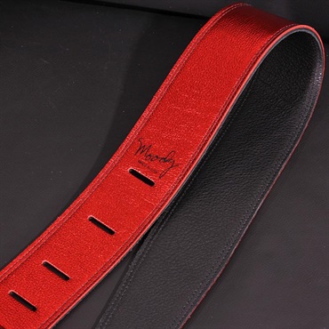 Moody Handmade Leather Straps Leather & Leather Series 2.5inch Standard Tail 【 Metallic Red / Black 】 画像1