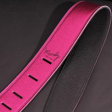 Moody Handmade Leather Straps Leather & Leather Series 2.5inch Standard Tail 【 Metallic Hot Pink / Black 】 画像1
