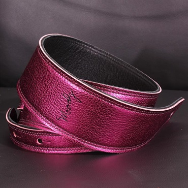 Moody Handmade Leather Straps Leather & Leather Series 2.5inch Standard Tail 【 Metallic Hot Pink / Black 】 画像2