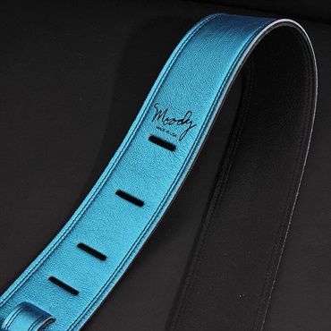 Moody Handmade Leather Straps Leather & Leather Series 2.5inch Standard Tail 【 Metallic Turquoise / Black 】 画像1