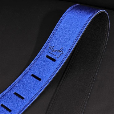 Moody Handmade Leather Straps Leather & Leather Series 2.5inch Standard Tail 【 Metallic Royal Blue / Black 】 画像1