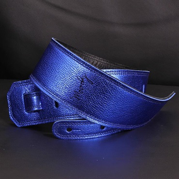 Moody Handmade Leather Straps Leather & Leather Series 2.5inch Standard Tail 【 Metallic Royal Blue / Black 】 画像2