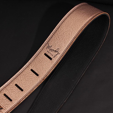 Moody Handmade Leather Straps Leather & Leather Series 2.5inch Standard Tail 【 Metallic Rose Gold / Black 】 画像1
