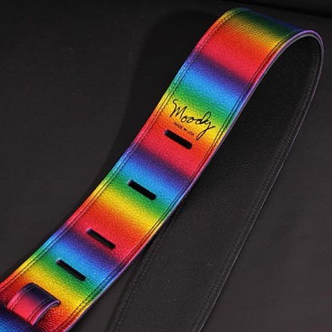 Moody Handmade Leather Straps Leather & Leather Series 2.5inch Standard Tail 【 Metallic Rainbow / Black 】 画像1