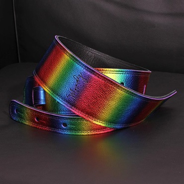 Moody Handmade Leather Straps Leather & Leather Series 2.5inch Standard Tail 【 Metallic Rainbow / Black 】 画像2