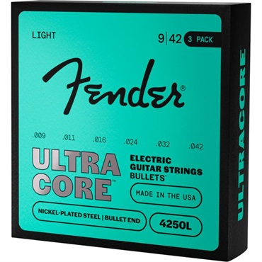 Fender USA ULTRACORE ELECTRIC GUITAR STRINGS NICKEL PLATED STEEL BULLET END (4250L/9-42) 3 PACK (#0733250603) 画像1
