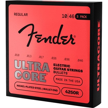 Fender USA ULTRACORE ELECTRIC GUITAR STRINGS NICKEL PLATED STEEL BULLET END (4250R/10-46) 3 PACK (#0733250606) 画像1