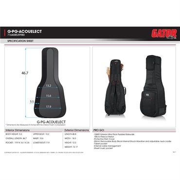 GATOR Pro-Go Acoustic/Electric Double Gig Bag [G-PG-ACOUELECT/ギター2本用] 画像4