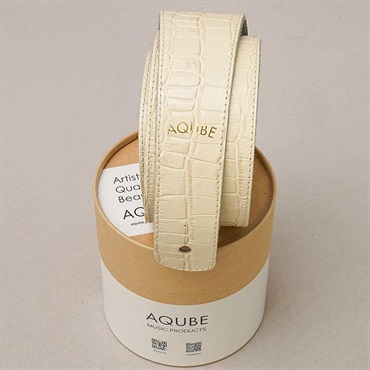 AQUBE MUSIC PRODUCTS 【国産本革ストラップ】CEMBOSSED CROCO(Vintage White) / Slim / S-Size(エレアコ専用テイル) 画像4