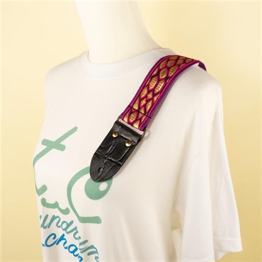 tsundrum_chan ウロコ柄ギターストラップ パープル｜Dragon Scale Guitar Strap Purple 画像5