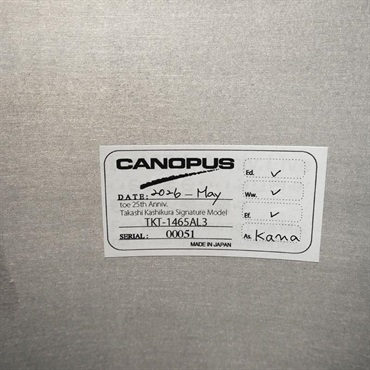 CANOPUS TKT-1465AL3 [柏倉隆史 toe 25周年記念モデルスネア / Aluminium 3mm Thick Snare Drum 14''×6.5''/No.51]【店頭入荷！】 画像10