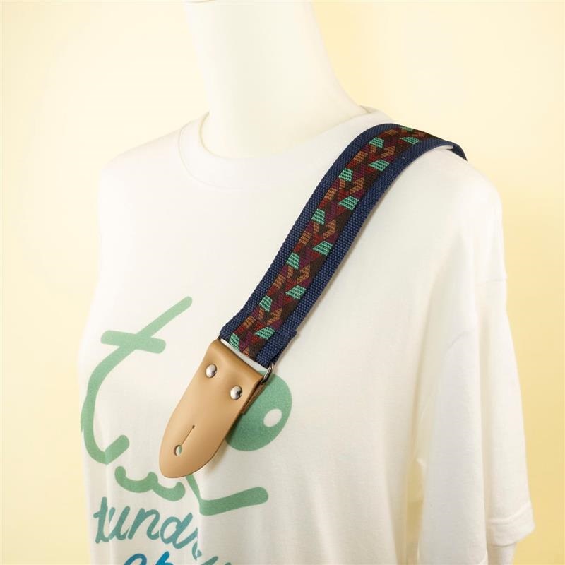 tsundrum_chan 80's シャツ風ギターストラップ ネイビー ｜イケベ楽器