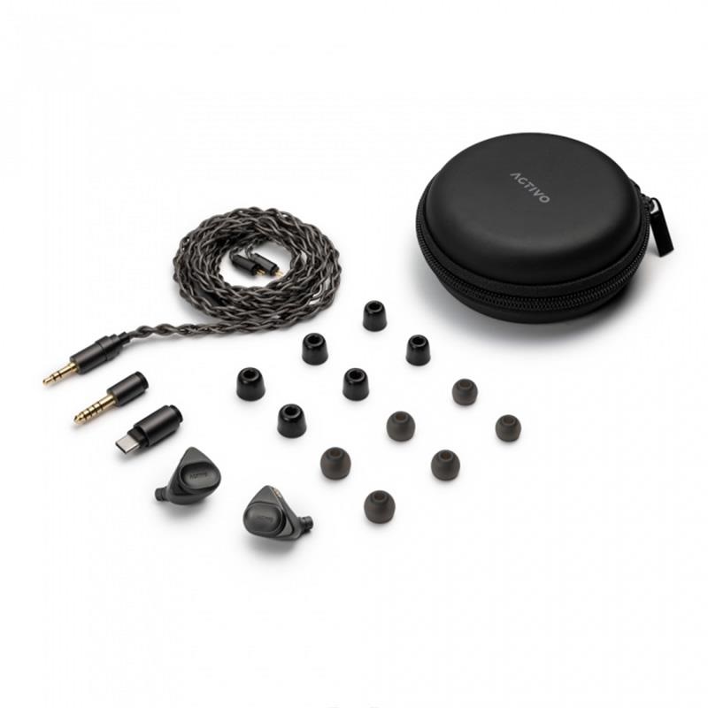 ACTIVO 有線イヤホン 本体 専用ケース付き ACTIVO ACTIVO VOLCANO Black (ブラック)(アクティヴォ)(有線イヤホン