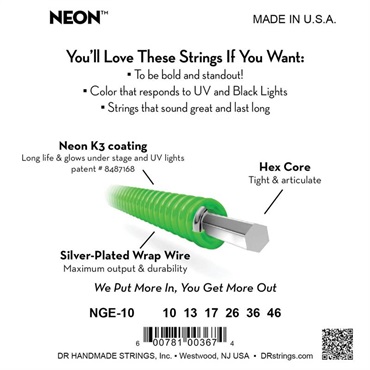 DR HI-DEF NEON GREEN ELECTRIC STRINGS (MEDIUM) [NGE-10] 画像2